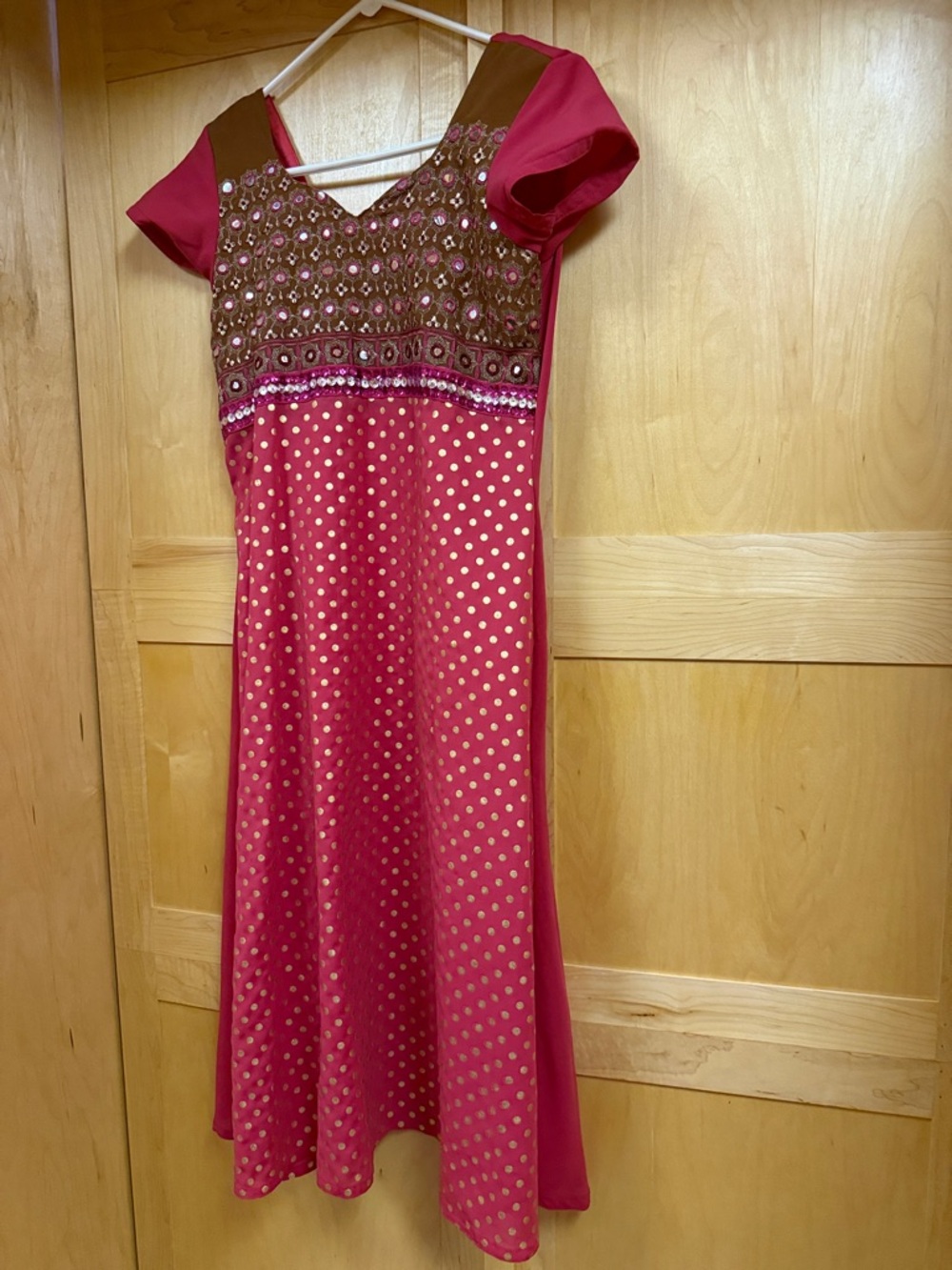 Pink and Brown Embellished Ethnic salwar Dress